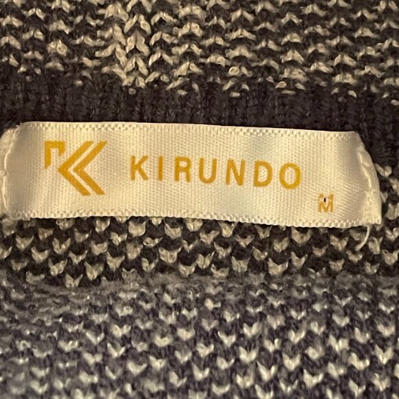 Kirundo Window Pane Cowl Neck, Cozy Knit Sweater in White and Navy, Size Medium - Picture 3 of 5